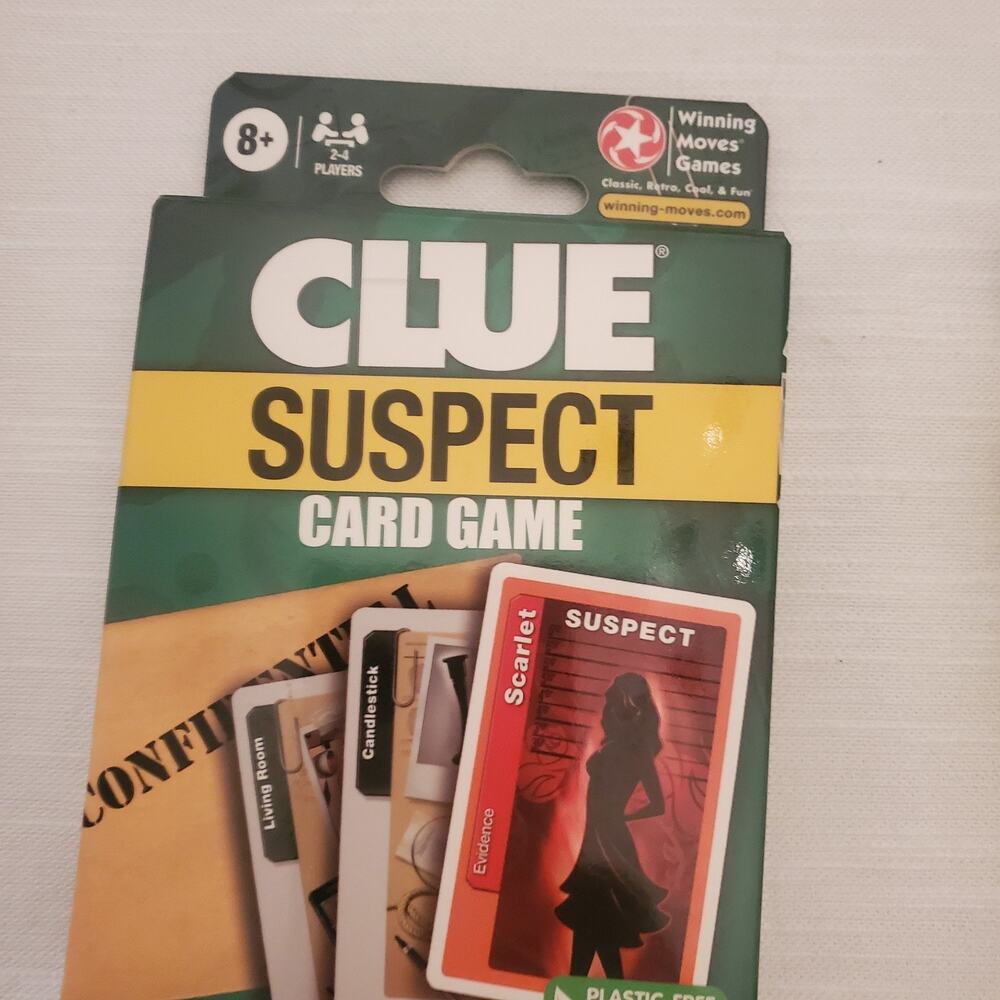 Clue Suspect Card Game Family Game Night Kids Ages 8+ Adults Travel Card Game